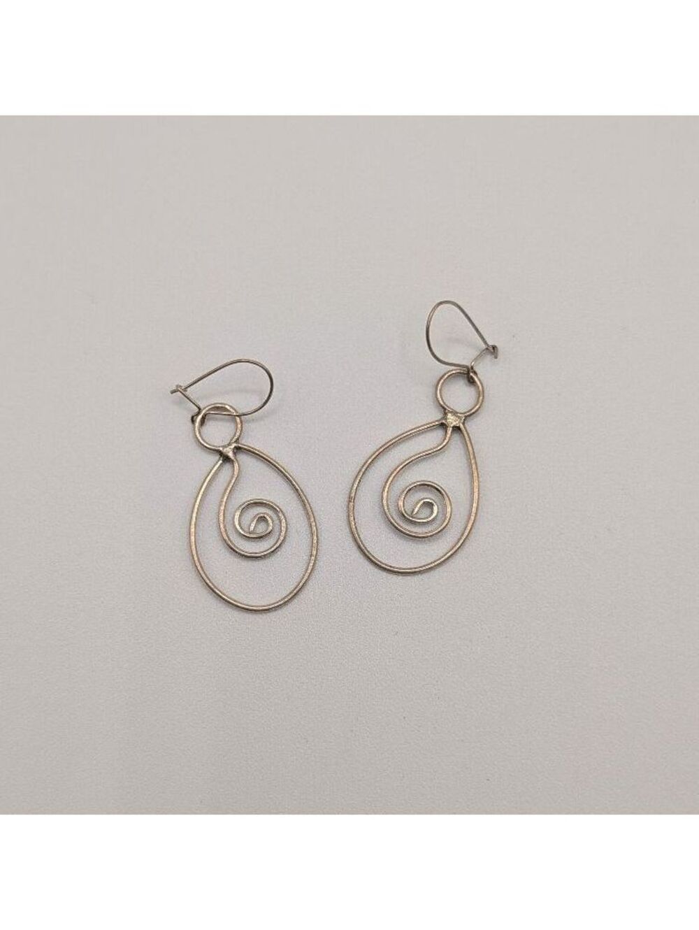 Vintage Handcrafted Sterling Silver Spiral Teardrop Earrings